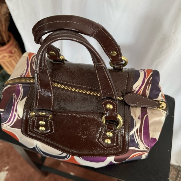 COACH ✨💜🧡 retro designer Ashley Scarf  print, medium size satchel purse - Picture 11 of 16